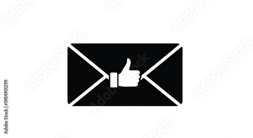A black envelope with a white hand giving a thumbs up gesture