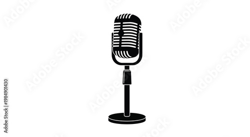 Vintage style microphone illustration on a clean white background
