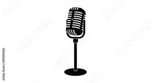 A vintage style microphone icon isolated on a white background