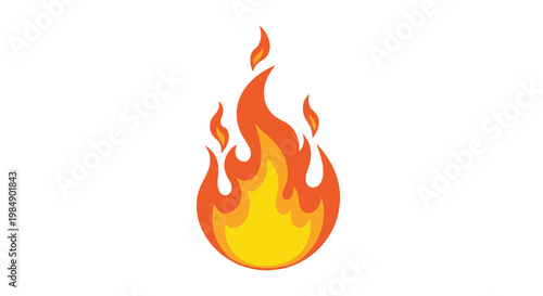 Stylized flame illustration with vibrant orange and yellow hues
