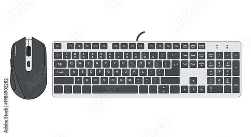 Computer Keyboard and Mouse Set for Digital Work and Gaming.