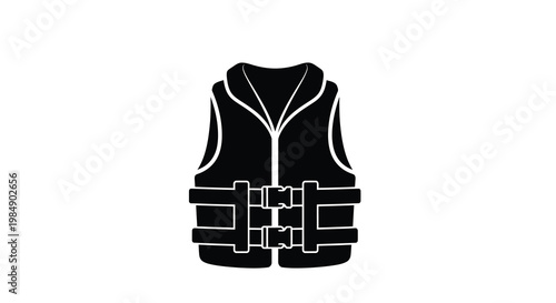 Simple black silhouette of a life vest or personal flotation device