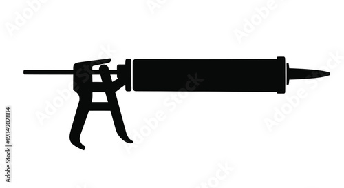 A black silhouette of a caulking gun a tool for applying sealants