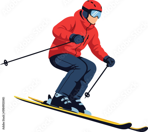 Skier with snowboard winter sports vector illustration