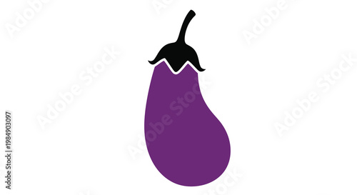 A simple illustration of a purple eggplant with a dark green stem
