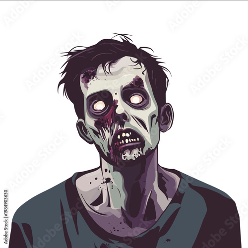 simple vector zombie clipart illustration white background vector art style simple design flat illustration no shadows