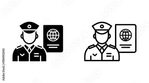 A uniformed official stands with a passport, symbolizing border control, immigration services, or international travel documentation checks.