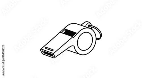 A simple black and white line drawing of a sports whistle