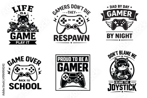Gaming svg t-shirt bundle, Funny gamer t-shirt design bundle
