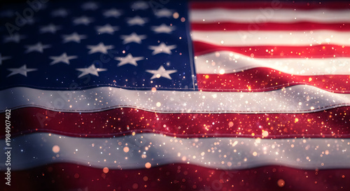 American flag waving with bokeh and glitter effect american national patriotic democracy
