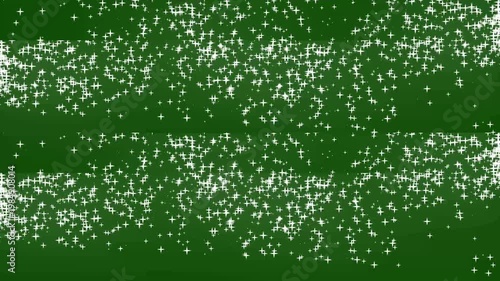 Magical White Sparkling Star Particle Borders on Green Background. Elegant Glowing Glittering Frame for Festive Celebrations, Christmas, Awards, Weddings, and Nature-Themed Motion Graphics.