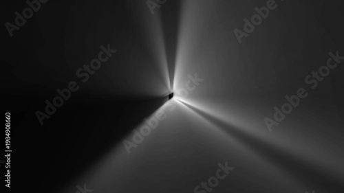 White Volumetric Light Rays Animation: Cinematic Glowing Starburst and Neon Sunbeams on Dark Background for Sci-Fi Intro, Tech Background, Stage Spotlight, and Dramatic Particle Motion Graphics Loop