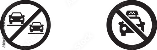 Prohibitory signs indicating no passing and no taxi on a transparent background