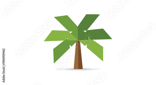 A vibrant geometric green palm tree illustration against a white background creates a tropical feel silhouette high quality professional detailed modern