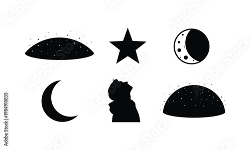 Mystical symbols of celestial and mysterious iconography