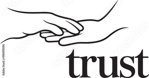 Two hands holding with the word trust below grip touch