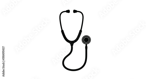 Black stethoscope graphic isolated on a white background a striking silhouette