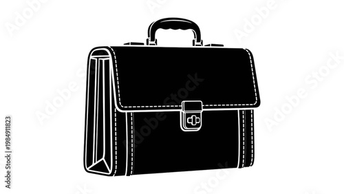 Professional briefcase icon for business management and office work classic leather portfolio symbol isolated on transparent background perfect for financial documents law professional stationery.