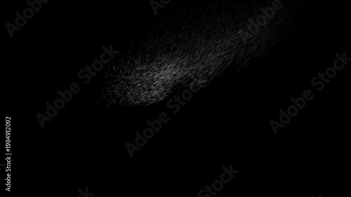 Hello Text Animation with Particle Sand Dissolve Effect: White Minimalist Typography Disintegrating into Wind Dust on Black Background for Greeting, Social Media Intro, Tech Promo, and Welcome Scene