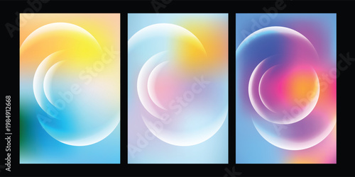 Abstract gradient triptych a symphony of colors and fluid shapes