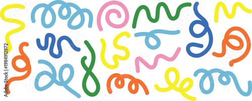 Vibrant wave color lines swirls ribbons rainbow gradient abstract art. Background with Fun Kid Graphics.