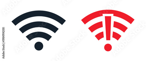 Wifi signal and internet error icons for mobile app interface and saas network dashboard design