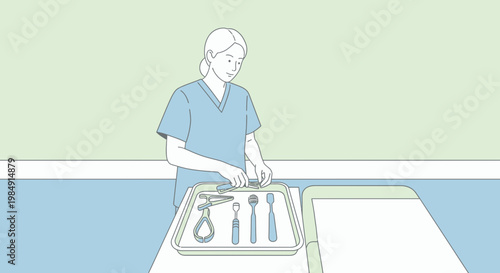 Dentist preparing dental instruments for patient treatment