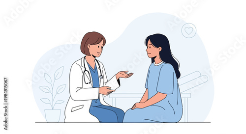 Doctor consulting patient in clinic, healthcare, medical consultation, doctor-patient relationship