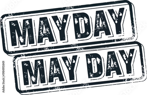 Vintage May Day grunge rubber stamp imprint graphic illustration