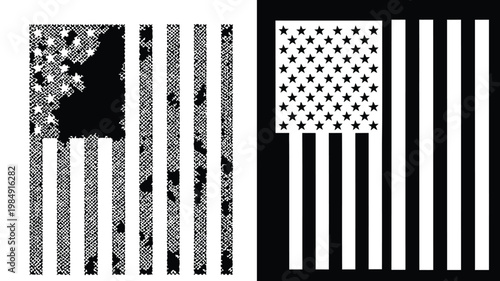 Abstract american flag representation a black and white geometric interpretation of patriotism