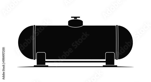 Simple black silhouette of a horizontal propane tank on supports