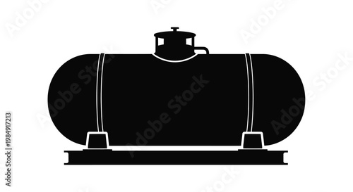 Simple black silhouette of a horizontal propane tank with valve and base