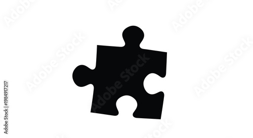 A single black puzzle piece isolated on a white background