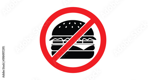 No burgers allowed a prohibition sign featuring a cheeseburger icon