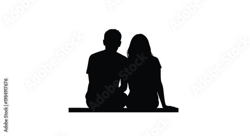 Silhouette of a couple sitting closely together facing forward