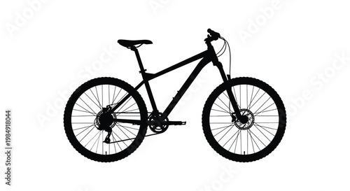 A black silhouette of a mountain bike against a plain white background silhouette