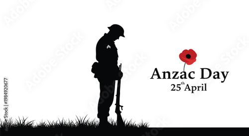 Anzac Day, Remembrance, Soldier Silhouette, Poppy, 25 April