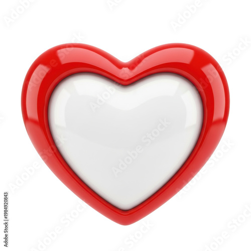 A glossy red heart shape with a white inner surface, perfect for love-themed designs