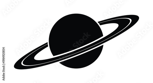 A striking black silhouette of saturn and its prominent rings a cosmic silhouette