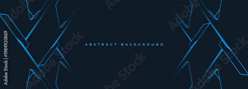Sleek blue geometric abstract background with sharp neon lines and angular edges, deep contrast and subtle glow. Clean minimal composition evokes futuristic tech energy and motion, suitable
