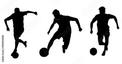 silhouette, vector, sport, people, illustration, soccer, ball, football, player, silhouettes, sports, action, vector silhouettes of football player in different actions, 