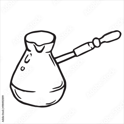 cezve turkish coffee maker. vector illustration in doodle style