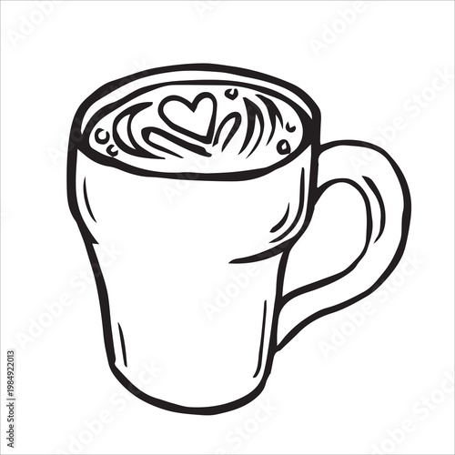 cup of cappuccino coffee. vector illustration in doodle style
