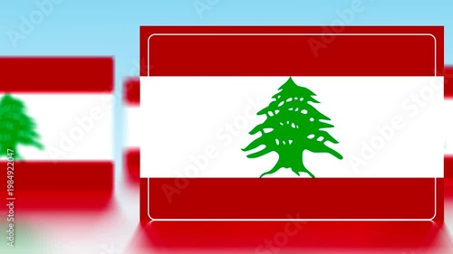 Lebanon flag with green cedar tree on white and red stripes  national symbol of Lebanon  Middle Eastern country flag
