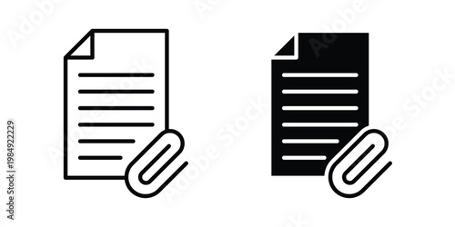 Attach document icon and symbol. Vector icons set