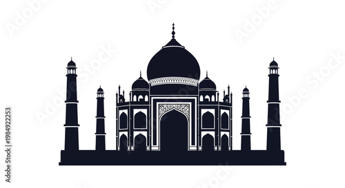 Detailed black silhouette of the taj mahal india architectural landmark silhouette