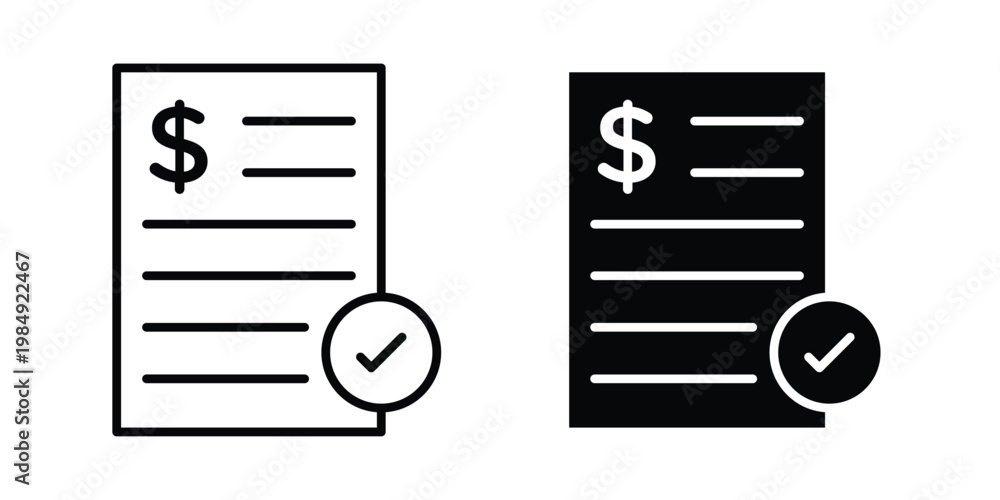 Fototapeta premium Bill payment icon and symbol. Vector icons set