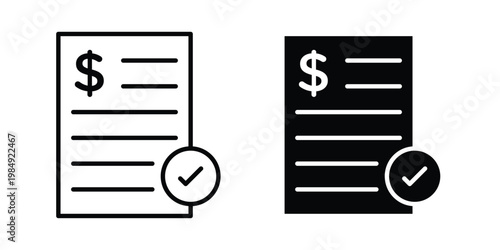Bill payment icon and symbol. Vector icons set