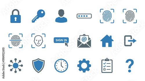 Digital Security Icon Set Focused on Authentication Elements.