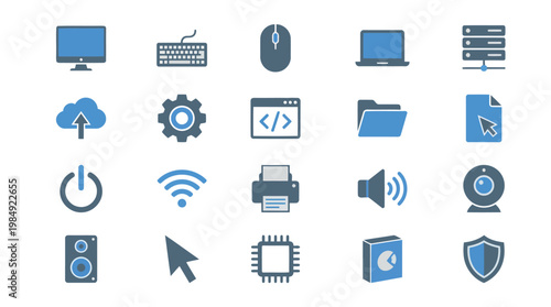 Technology Icon Set Featuring Digital Devices.